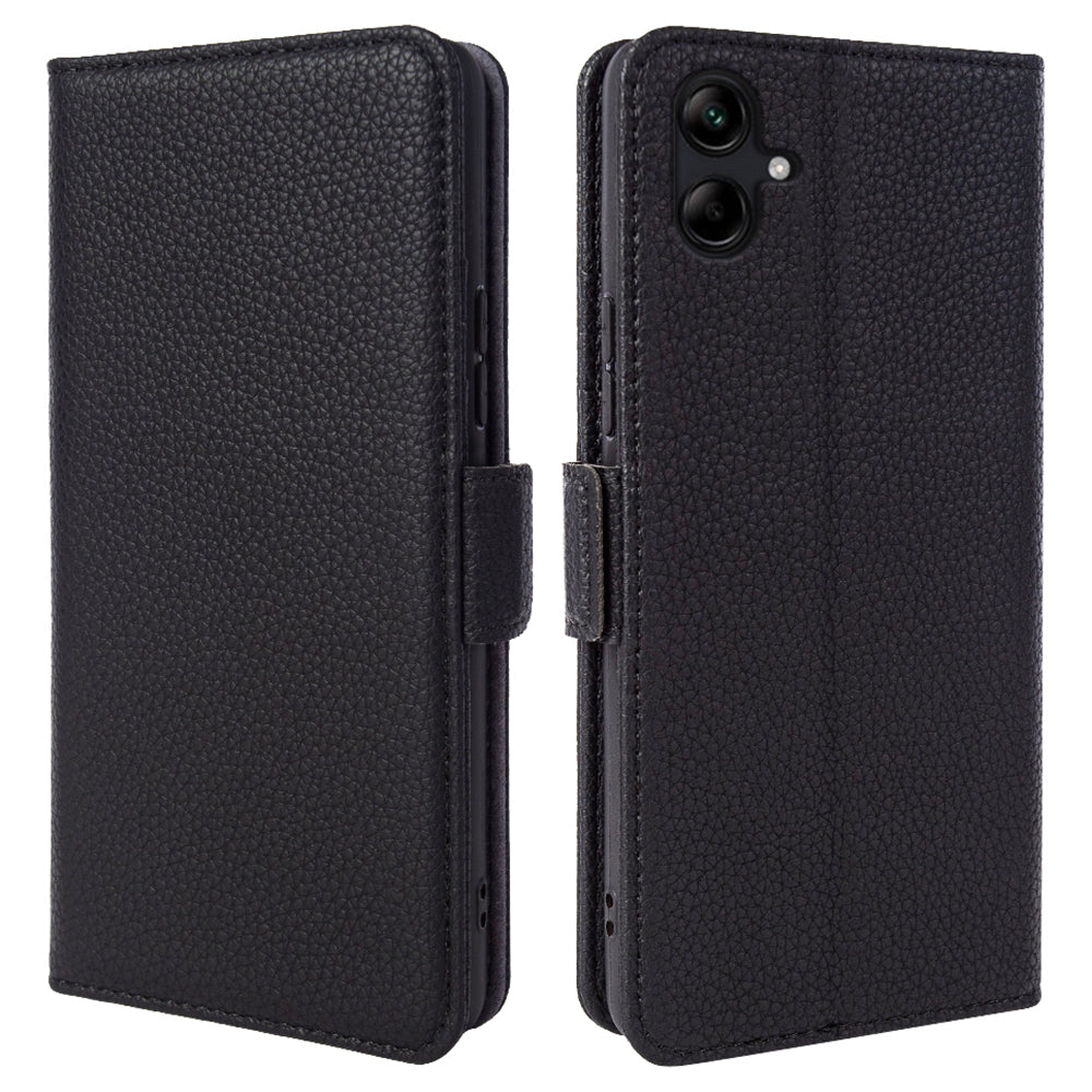 Wallet Case for Samsung Galaxy A04 4G (164.4 x 76.3 x 9.1 mm) Litchi Texture Genuine Cow Leather Stand Phone Cover Wallet Case for Samsung Galaxy A04 4G (164.4 x 76.3 x 9.1 mm) Litchi Texture Genuine Cow Leather Stand Phone Cover